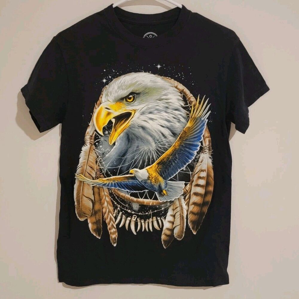 Dom‎ Mens Shirt Size Small Graphic Retro Eagle Dream Catcher Native American 90s